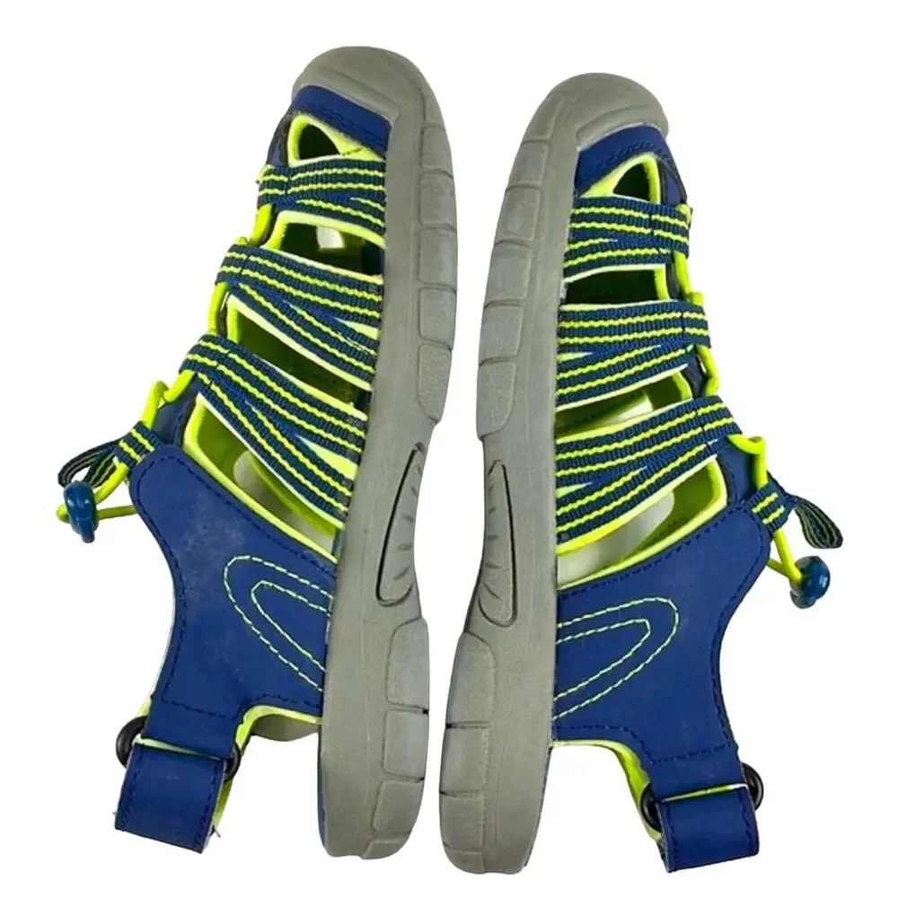 DSG Youth Caged Sandal 12 Youth Navy Blue /Yellow Adjustable Ankle Strap & Top